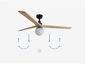 Ventilator de tavan FARO 34282-11L KLIM L 1xE27/15W/230V lemn/negru + telecomandă