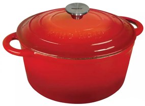 Oala fonta emailată cu capac 21cm 2,4L Kinghoff KH1614, rosie