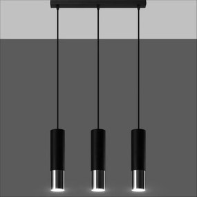 Lustră pe cablu LOOPEZ 3xGU10/40W/230V neagră/crom Sollux SL.0942