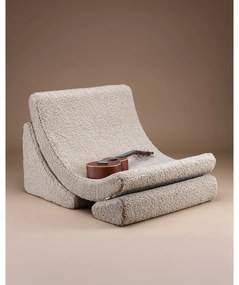 Fotoliu de copii maro deschis cu tapițerie din țesătură bouclé Moon – Wigiwama