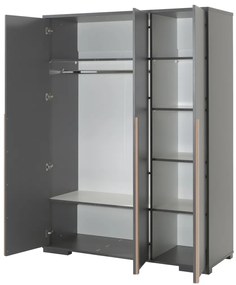 Această combinație LONDON în culoarea antracit constă dintr-un pat (90x200) cu noptieră, dulap cu 3 uși și birou.