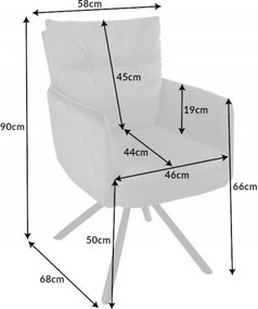 Set 2 scaune pivotante Big George, catifea/ tesatura gri