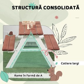 Outsunny Set Masă de Picnic pentru Copii, Masă și Băncuțe din Lemn, Mobilier de Grădină pentru Copii, Jocuri de Exterior, Vârsta 3-8 Ani, Maro | Aosom Romania