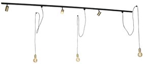 Sistem de șine monofazat cu 3 spoturi și 3 lămpi suspendate aurii - Cavalux Jeana