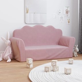 341868 vidaXL Canapea pentru copii cu 2 locuri, roz, pluș moale