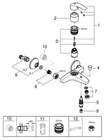 GROHE 33300002 - Baterie pentru cadă EUROSMART DN 15, crom lucios