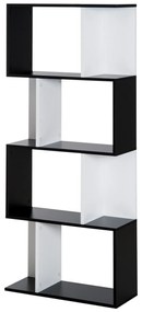 HOMCOM Bibliotecă Rafturi Mobilier Depozitare Design Contemporan în S 4 rafturi 60L x 24l x 148H cm Negru Alb | Aosom Romania