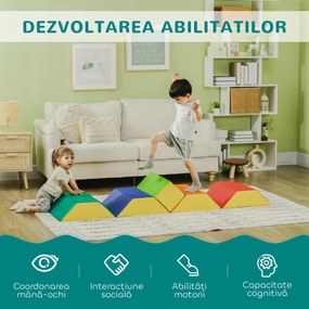 HOMCOM Set de Construcții Moi pentru Copii 1-3 Ani cu 5 Blocuri, 48.3x19.1x48.3 cm, Multicolor | Aosom Romania