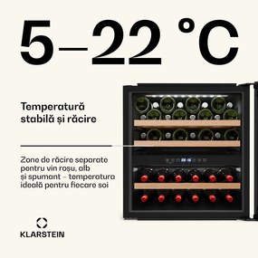 Klarstein Răcitor de vin Vinsider Victoria 36, 36 sticle, tactil, protecție UV, LED, silențios, 3 rafturi