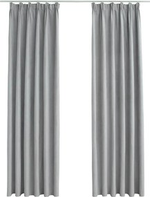 vidaXL Draperii opace cu cârlige, 2 buc., gri, 140 x 245 cm