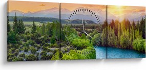 Tablou - Pădure peisaj montan (cu ceas) (90x30 cm)