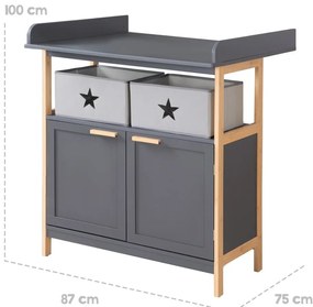Comodă de copii gri antracit joasă cu masă de schimbat 87x75 cm Berlin – Roba