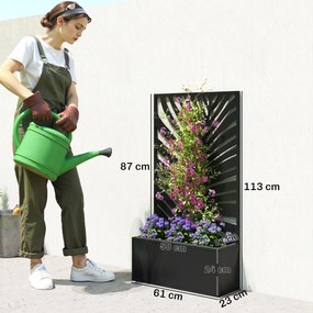 Outsunny pat înălțat jardiniere cu paravan ghiveci metalic, spalier de grădină 61 x 23 x 113 cm | Aosom Romania