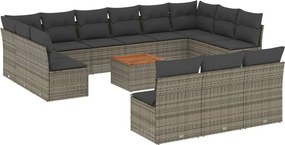vidaXL Set mobilier de grădină cu perne, 14 piese, gri, poliratan