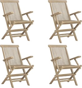 vidaXL Scaune de grădină pliante 4 buc. gri 56x61x89 cm lemn masiv tec