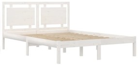 Cadru de pat 5FT King Size, alb, 150x200 cm, lemn masiv Alb, 150 x 200 cm