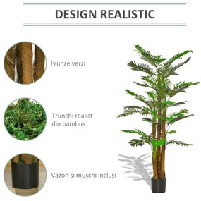 Palmier artificial in ghiveci, 42 frunze, 185cm, verde HOMCOM | Aosom RO