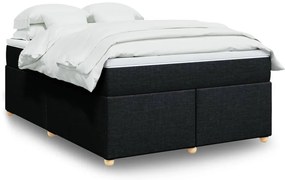 vidaXL Pat box spring cu saltea, negru, 140x190 cm, textil