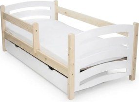 Pat pentru copii MELA 80 x 160 cm, alb–pin Saltea: saltea EASYSOFT 8 cm, Somiera: cu somiera din lamele