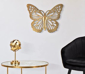 Decoratiune de perete Butterflies, Fier, Auriu, 35x43x2 cm