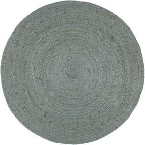 vidaXL Covor lucrat manual, verde măsliniu, 210 cm, iută, rotund