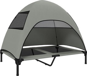 PawHut Pat pentru câini exterior cu acoperiș, pat ridicat pentru câini mari, 106 x 76 x 99 cm, Gri deschis | Aosom Romania