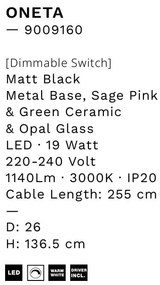 Lampa de podea LED decorativa ceramica Alb, Roz, Verde, ONETA