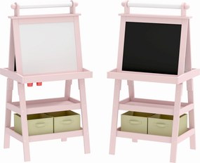 AIYAPLAY Tablă de Desen Dublă Pentru Copii 3-6 Ani, 59x48x118 cm, Roz | Aosom Romania