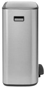 Cos de gunoi Brabantia Bo Pedal 1003192, 2x30 L, Inchidere lina, Baza antiderapanta, Rezistent la amprente, Inox/mat