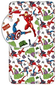 Avengers White cearșaf cu elastic 90x200 cm
