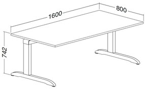 Masa ProOffice C 160 x 80 cm, cires