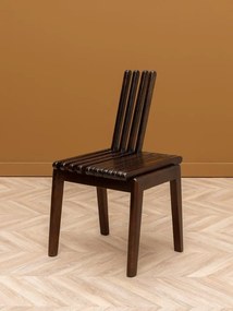 Scaun de dining pliabil din lemn de mango maro închis, cu spătar și șezut cu linii sculpturale, 80×50×91 cm, „Barista"