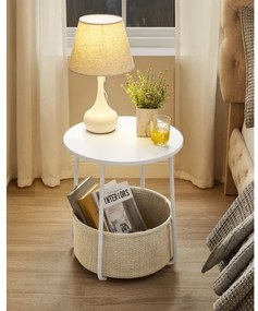 Măsuță laterală NOIRA albă/maro deschis