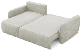 Colțar crem extensibil/cu spațiu de depozitare cu tapițerie din chenille (cu colț pe partea stângă/cu șezlong) Lilo – Makamii