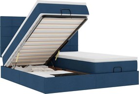 vidaXL Cadru de pat otoman cu saltele, țesătură albastră 200x200cm