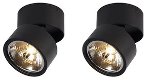 Set de 2 spoturi negre rotunde reglabile - Go Nine