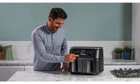 Friteuza cu aer cald Ninja AF300EU, 2470W, 7.6 L, 6 programe, 2 zone de gatit independent, Negru
