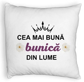 Perna Decorativa Fluffy, pentru Bunica 11, 40x40 cm, Alba, Husa Detasabila, Burduf