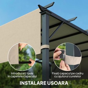Outsunny 2 Bucăți Husă de Schimb pentru Pergolă, Copertină de Umbrire, Ușor de Instalată, pentru Pergolă 3 x 3(m), Bej | Aosom Romania