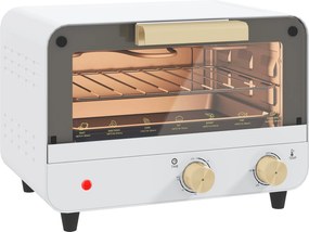 HOMCOM Cuptor Electric cu 2 Înălțimi cu Temporizator și Temperatură Reglabilă, 31,5x27,7x22,7 cm, Alb | Aosom Romania