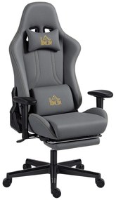 HOMCOM Scaun gaming ergonomic, fotoliu gamer cu cotiere 3D, spătar înclinabil, înălțime reglabilă, 72x76x132cm, gri | Aosom Romania