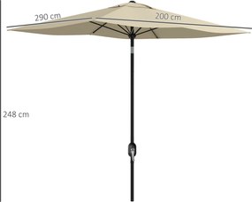 Outsunny Umbrelă rectangulară înclinabilă 2x3 m cu manivelă pânză din poliester impermeabilă de înaltă densitate 180g/m² crem | Aosom Romania