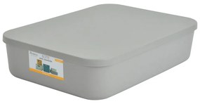 Cutie de depozitare gri din plastic cu capac 35,5x25,5x8 cm – Homéa