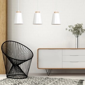 Pendul metalic design modern BOLERO 1 alb/lemn