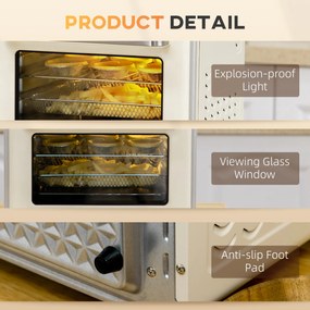 HOMCOM Mini Cuptor 5-in-1, Capacitate 20 L, 1400W, 1 Grătar, 1 Tavă, Timer 60 Min | Aosom Romania