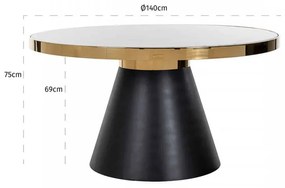 Masa rotunda cu blat din marmura Odin 75 x 140 x 140 cm negru/alb/auriu