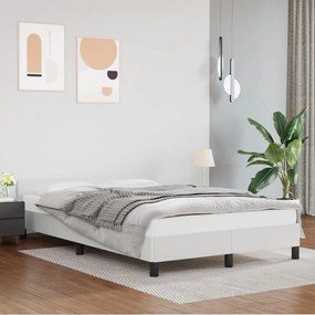 Cadru de pat cu tablie, alb, 120x200 cm, piele ecologica Alb, 120 x 200 cm