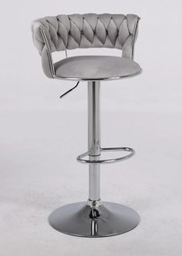 RESIGILAT- Scaun bar, rotativ, înălțime reglabilă, Catifea, Gri