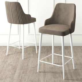 Set de scaune de bar Enox Cappuccino și Alb, 6buc.