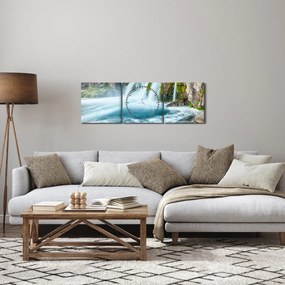 Tablou - Stânci și cascade (cu ceas) (90x30 cm)